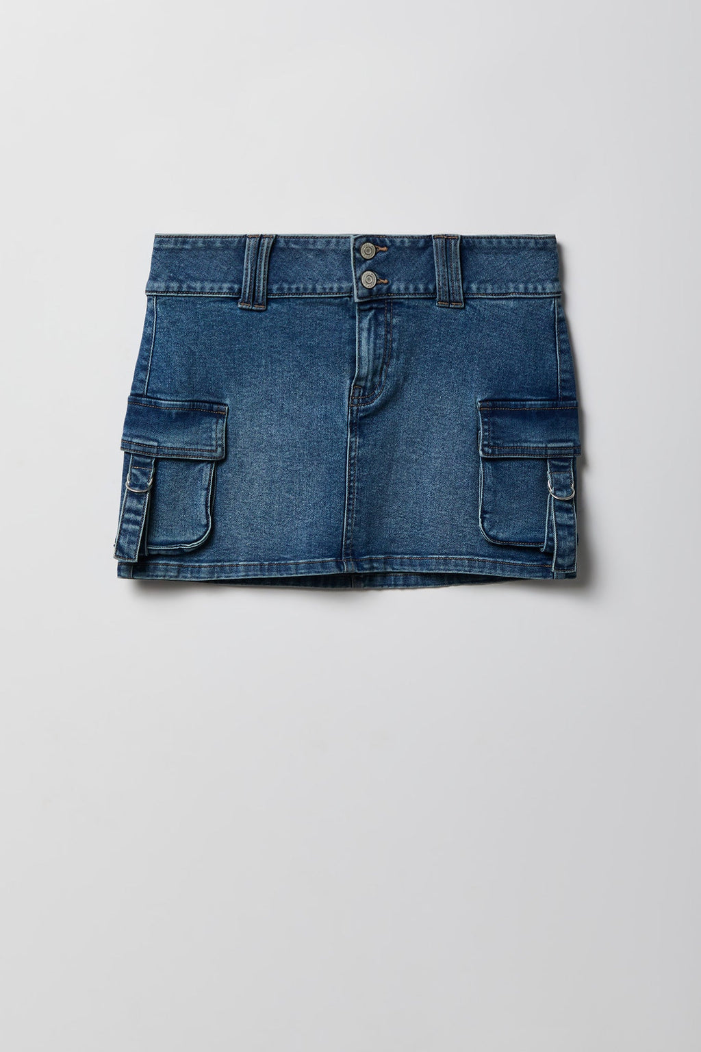 Denim Cargo Mini Skirt