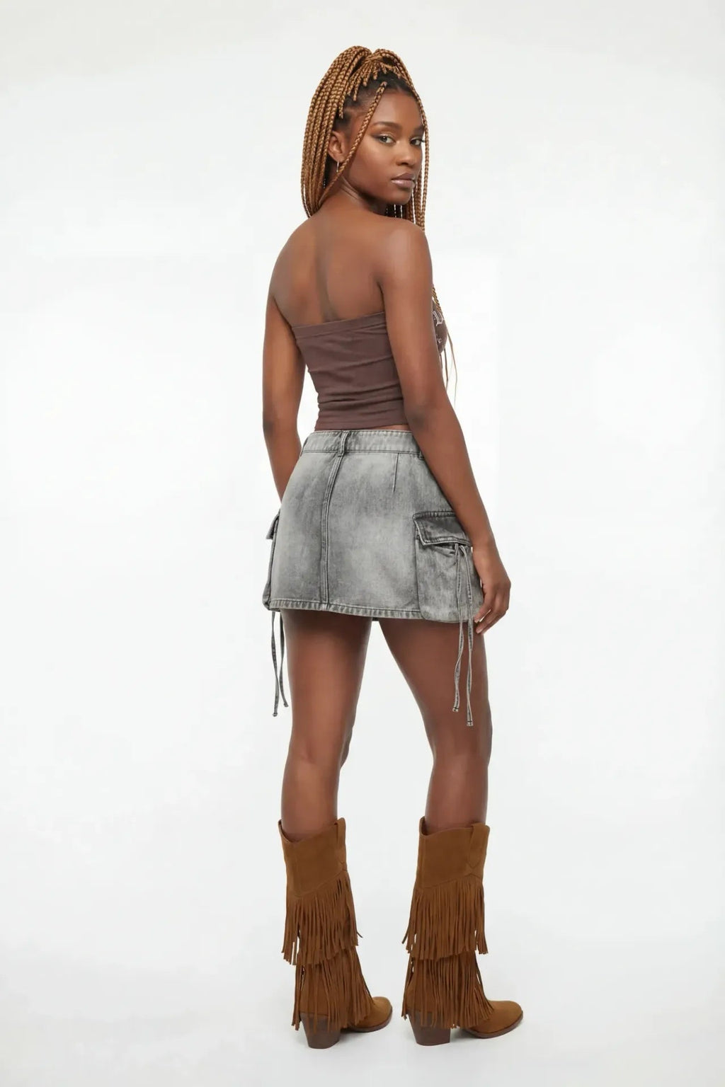 Denim Cargo Mini Skirt