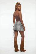 Denim Cargo Mini Skirt