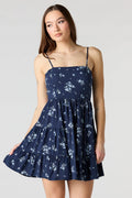 Floral Printed Tiered Mini Dress