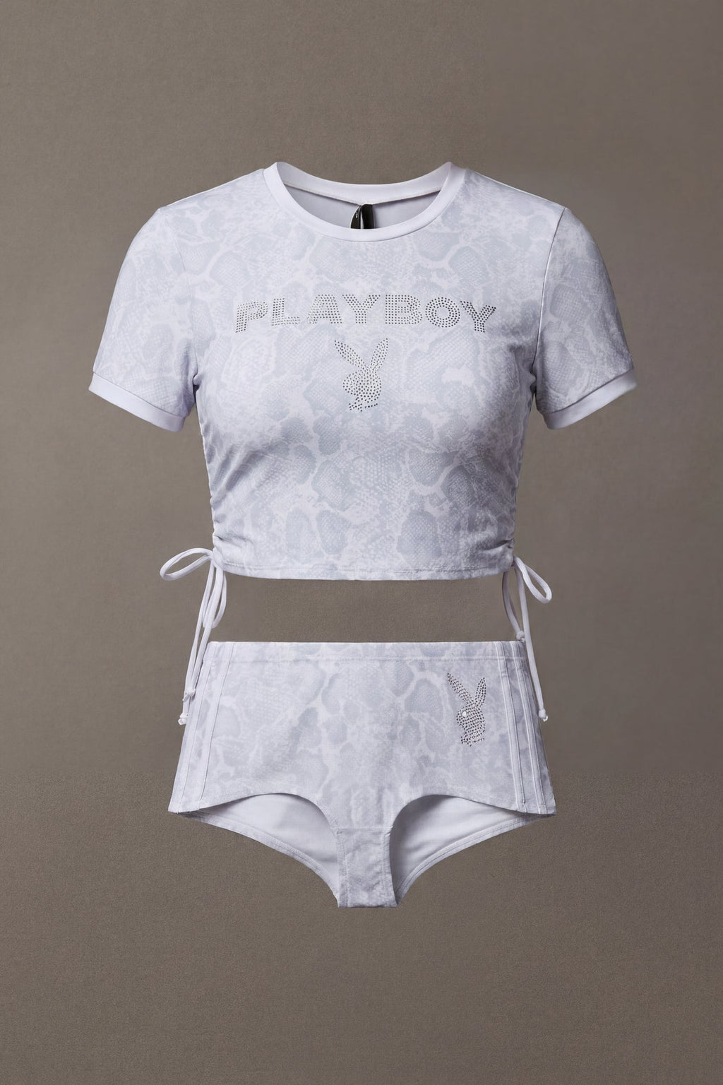 Playboy Rhinestone Ruched Swim Top