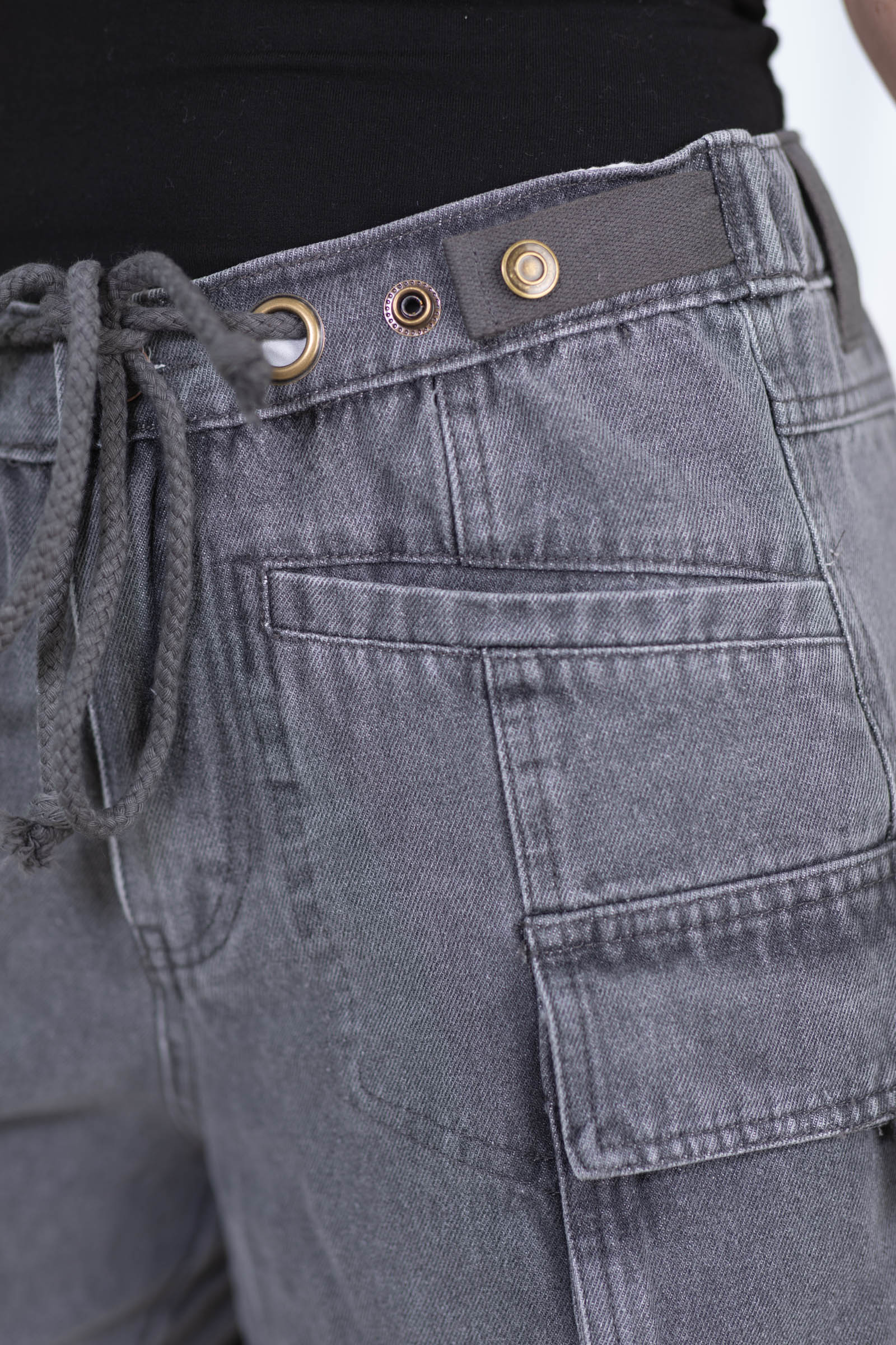 Charcoal Vintage Washed Cotton Cargo Shorts