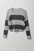 Cable Knit Striped Sweater
