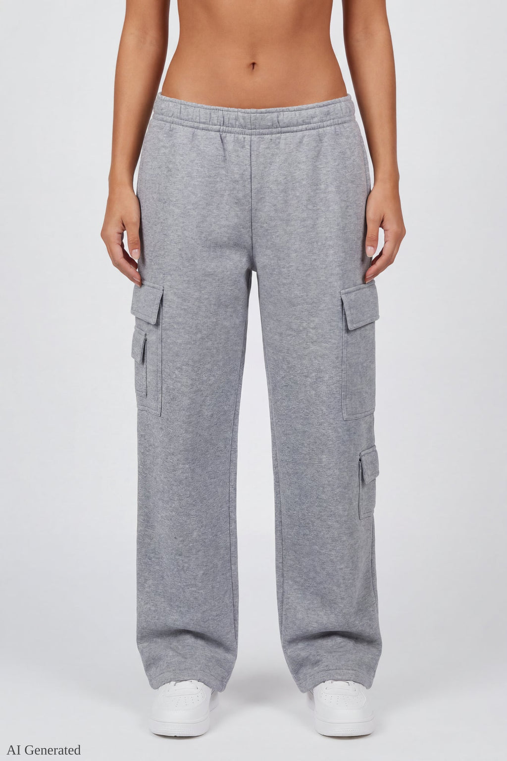 Fleece Low Rise Wide Leg Cargo Sweatpant