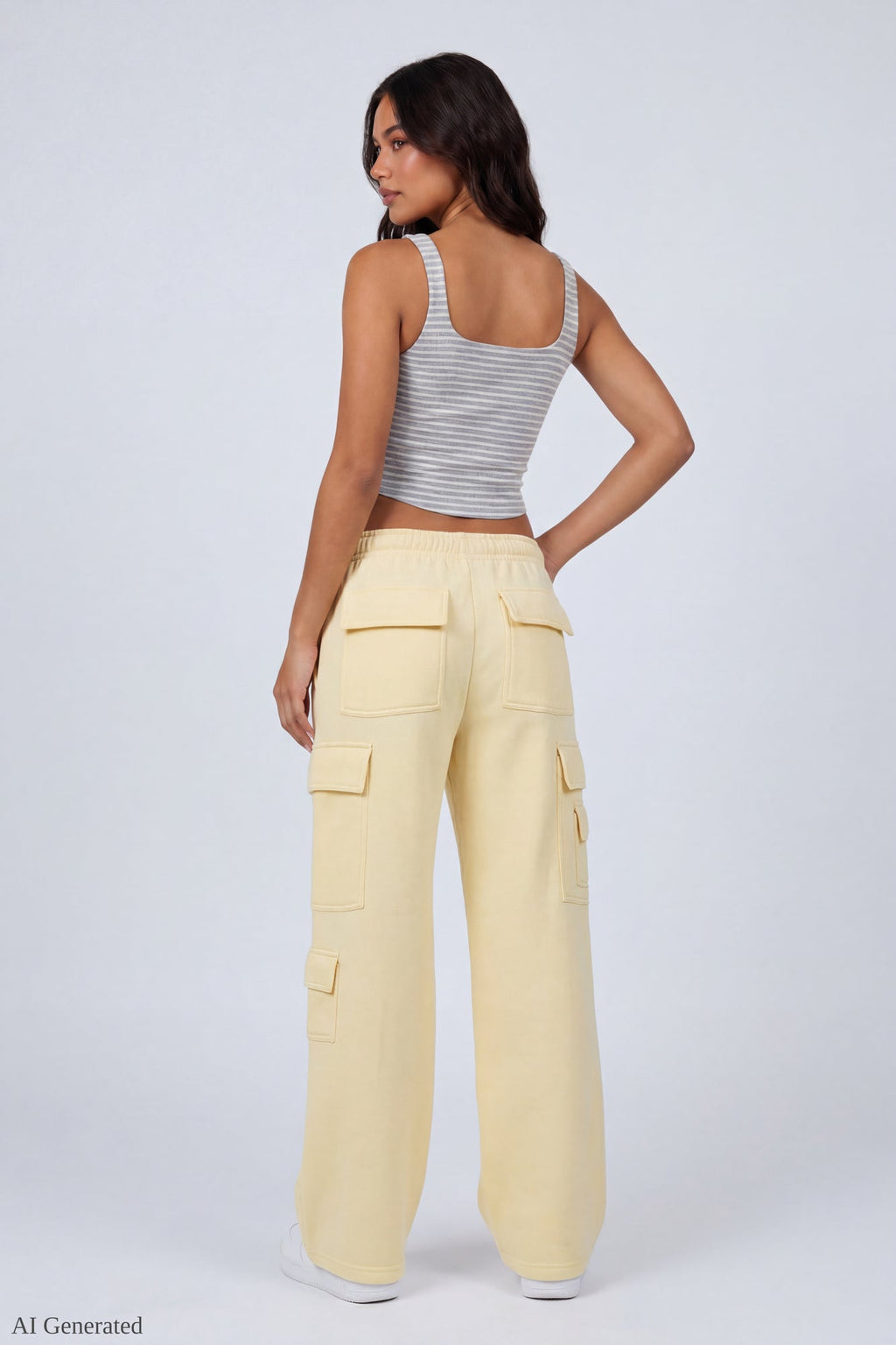 Fleece Low Rise Wide Leg Cargo Sweatpant