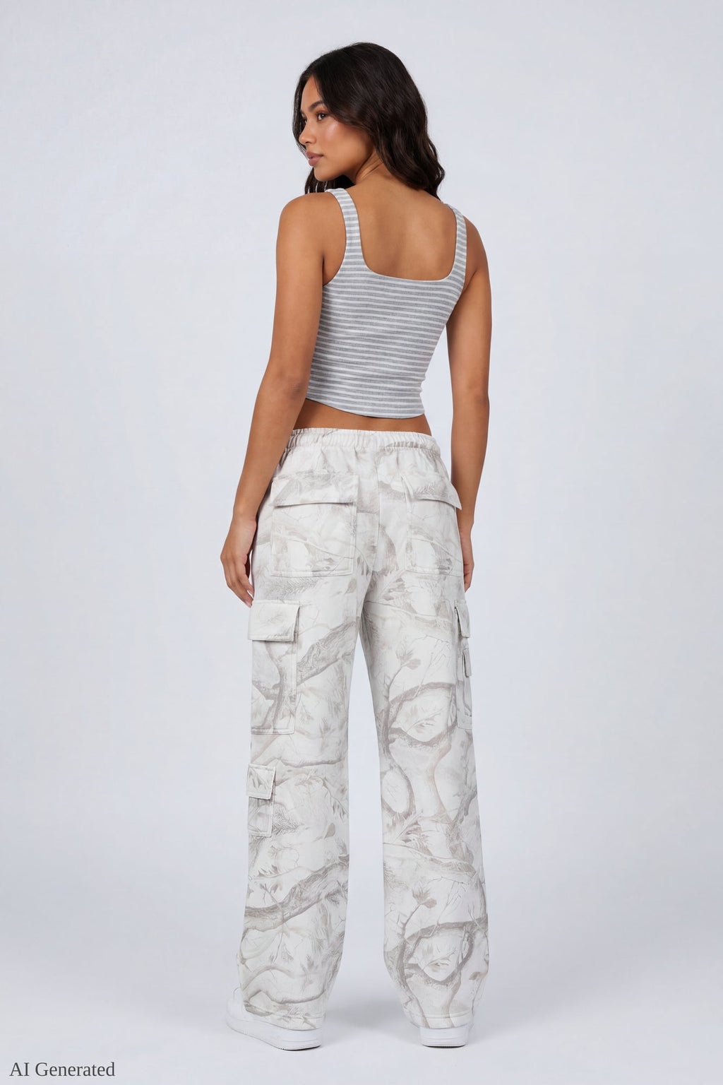 Fleece Low Rise Wide Leg Cargo Sweatpant