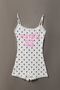 Playboy Graphic Lace Trim Romper