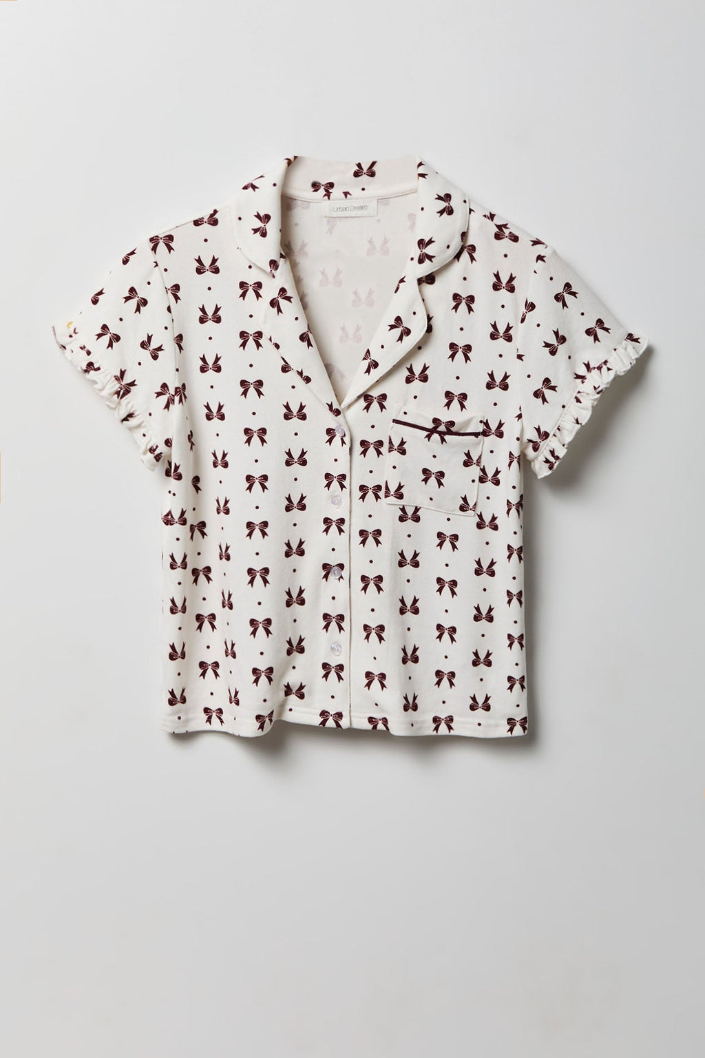 Ruffle Button-Up Top & Short Pajama Set