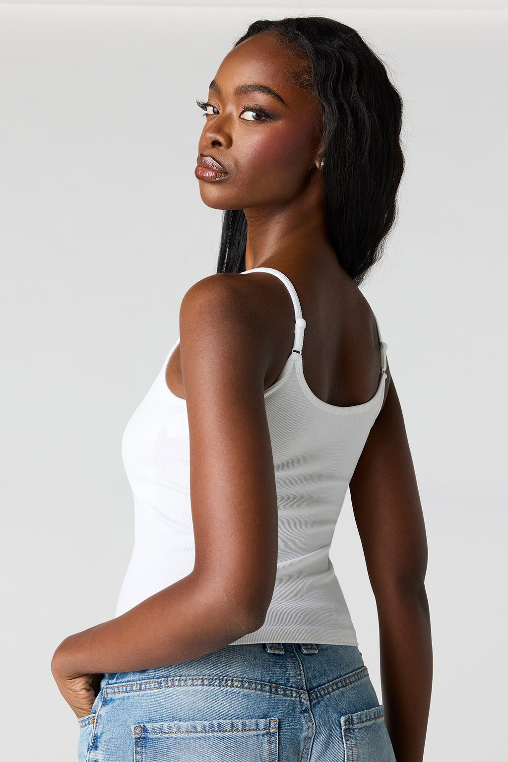 Braless Seamless Ribbed Scoop Neck Tank