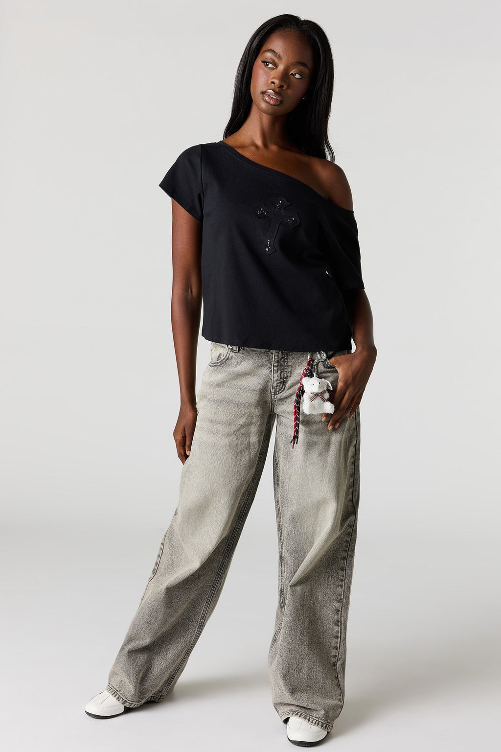 Off Shoulder Graphic T-Shirt
