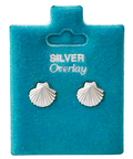 Made In USA Scallop Shell Stud Earrings Gold or Silver