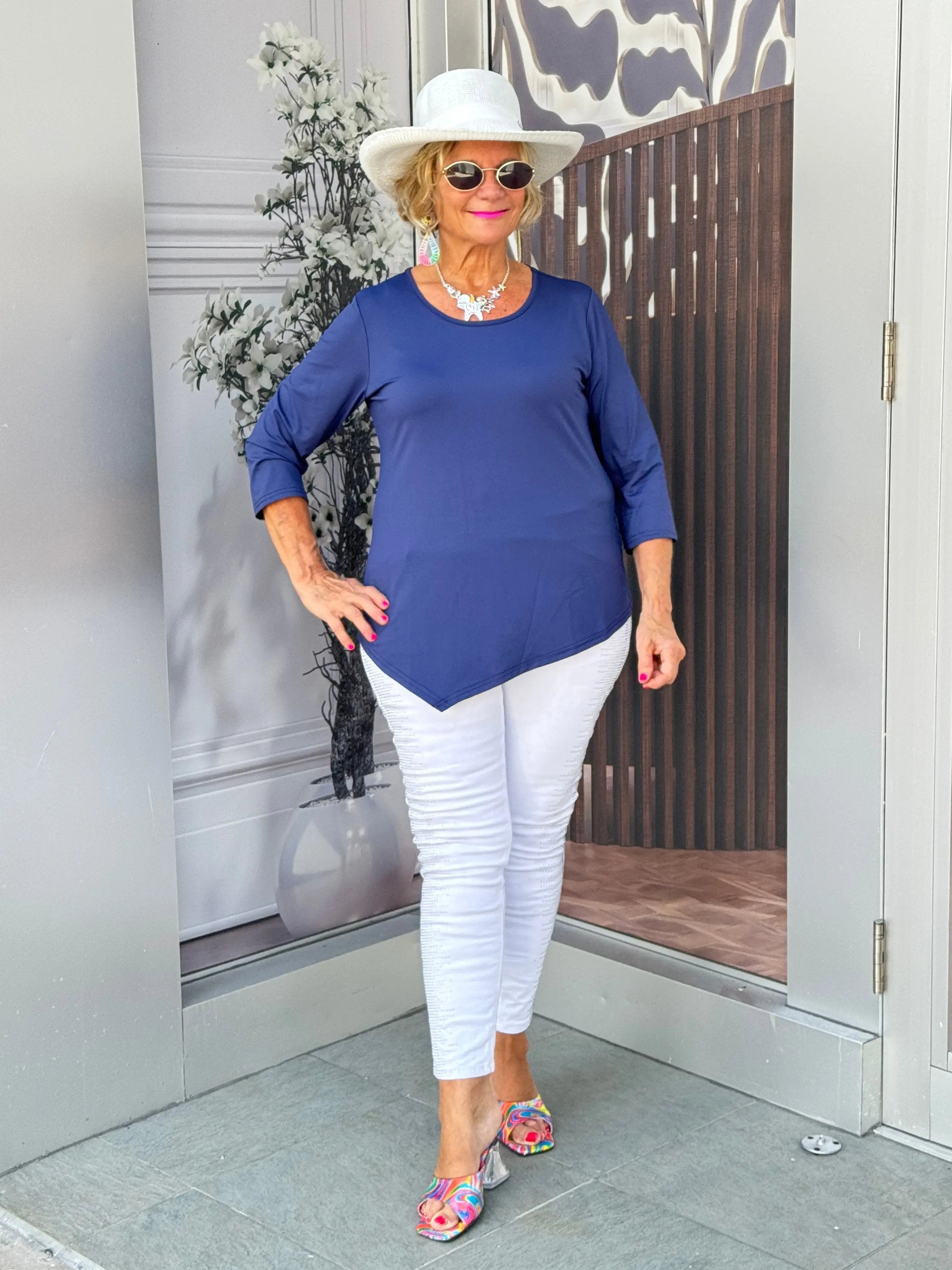 NAVY ASYMMETRIC TOP