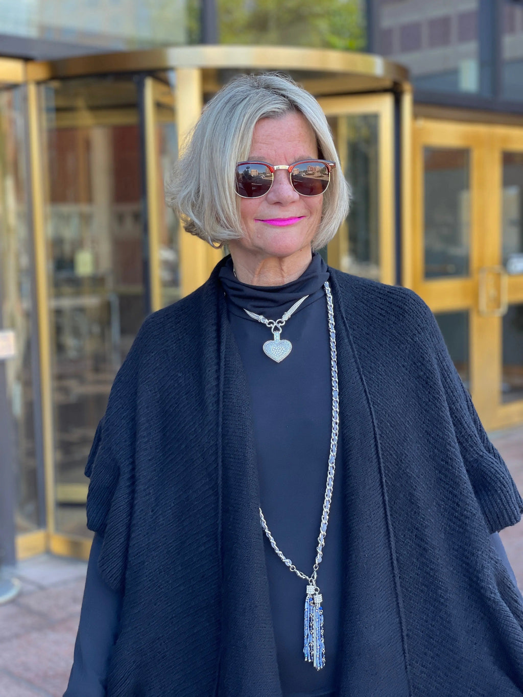 SILVER LONG TASSLE NAVY ACCENTS