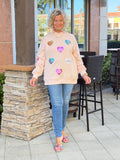 Sequin Romantic Heart Graphic Valentines Sweatshirt