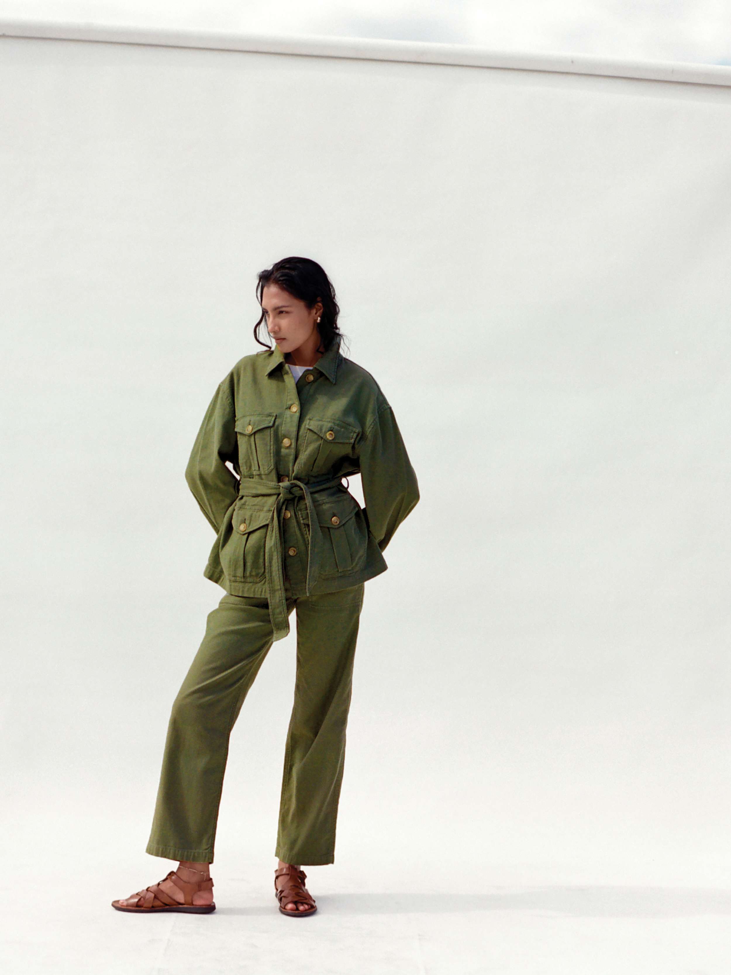 Soft Stretch Safari Jacket - Moss