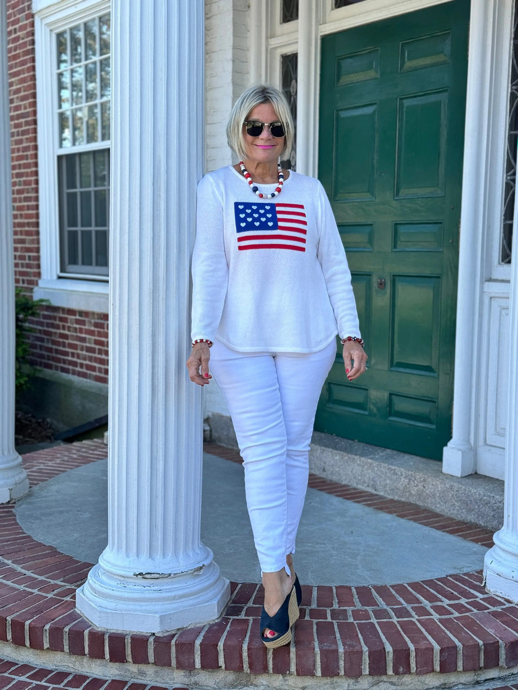 LULU-B WHITE FLAG SWEATER