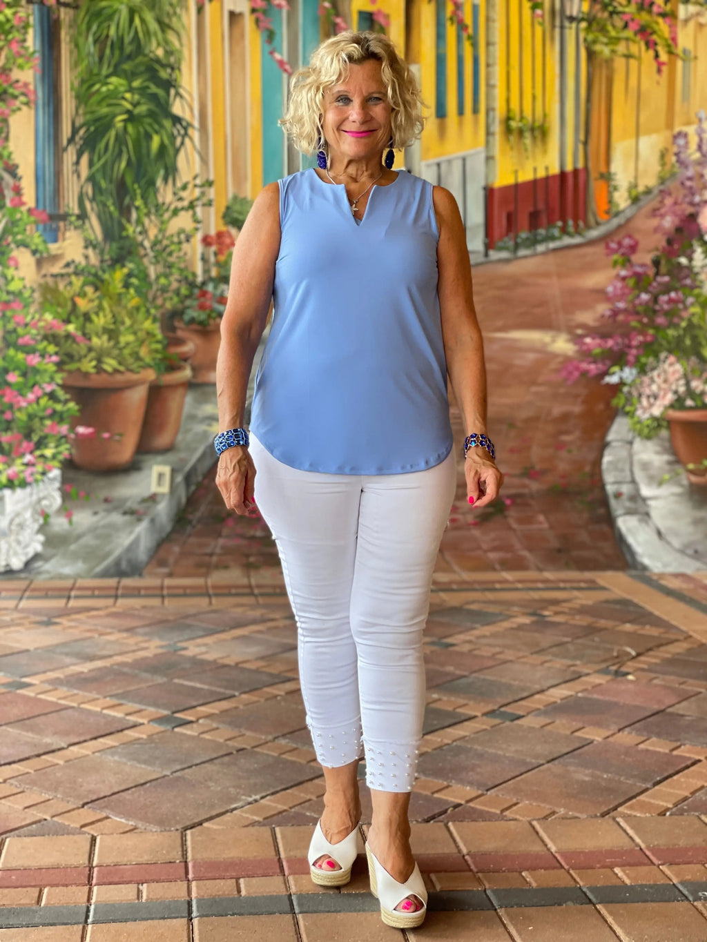 PERIWINKLE SLEEVELESS V-NECK