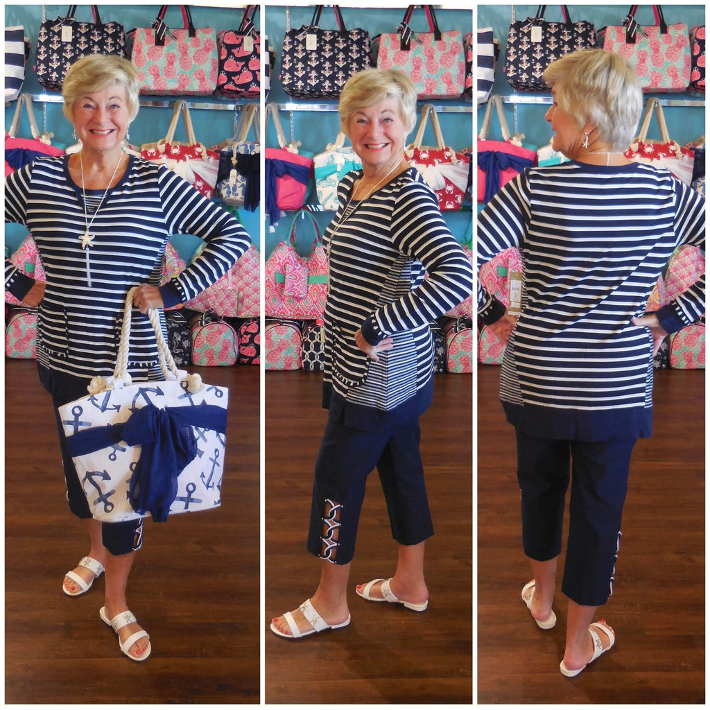 RHINESTONE CAPRI NAVY