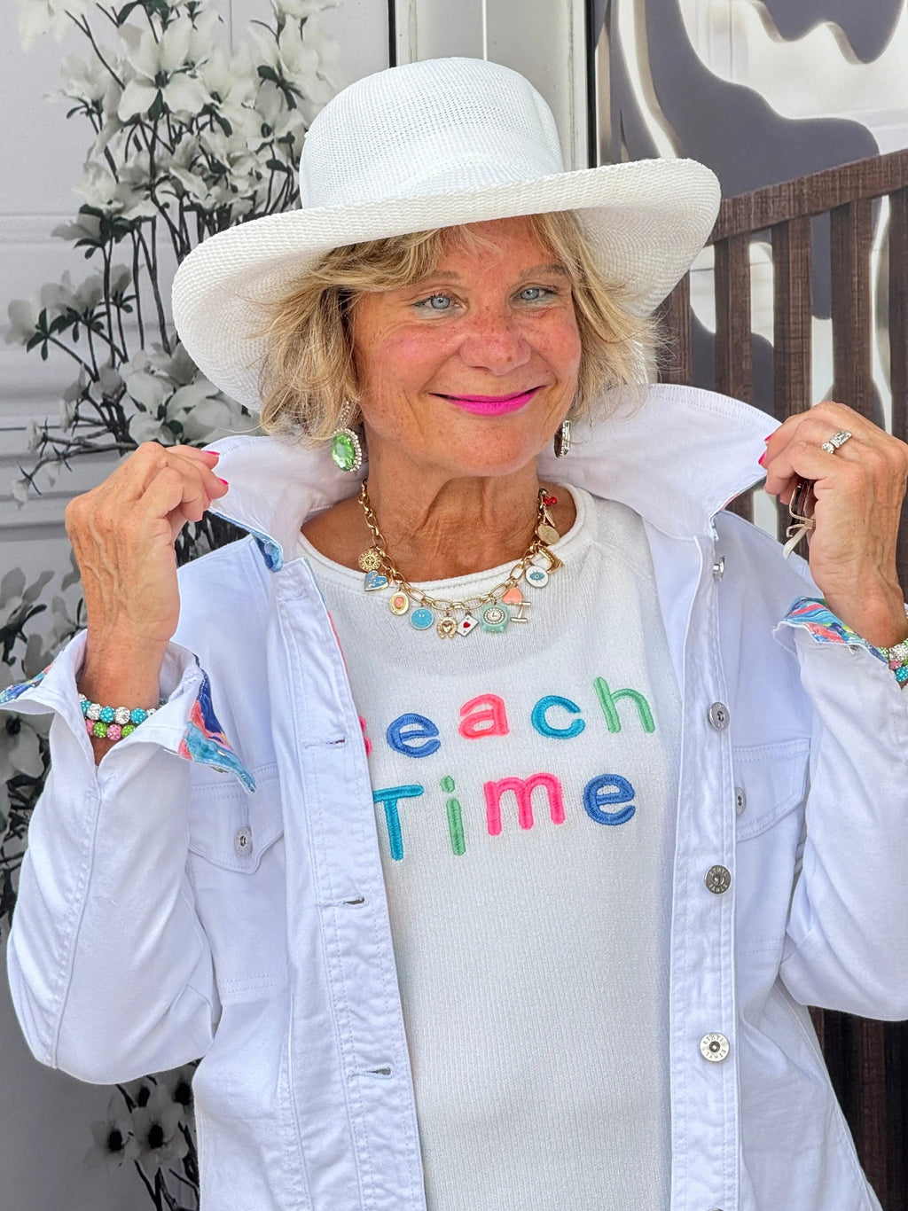 LULU-B WHITE BEACH TIME SWEATER