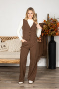 Brown Corduroy Vest And Pants Set