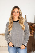 Contrast Cut Striped Sweater