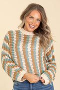 Camel And Pine Vertical Stripe Dolman Sweater