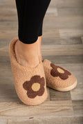Camel With Brown Flower Soft Fuzzy Slipper