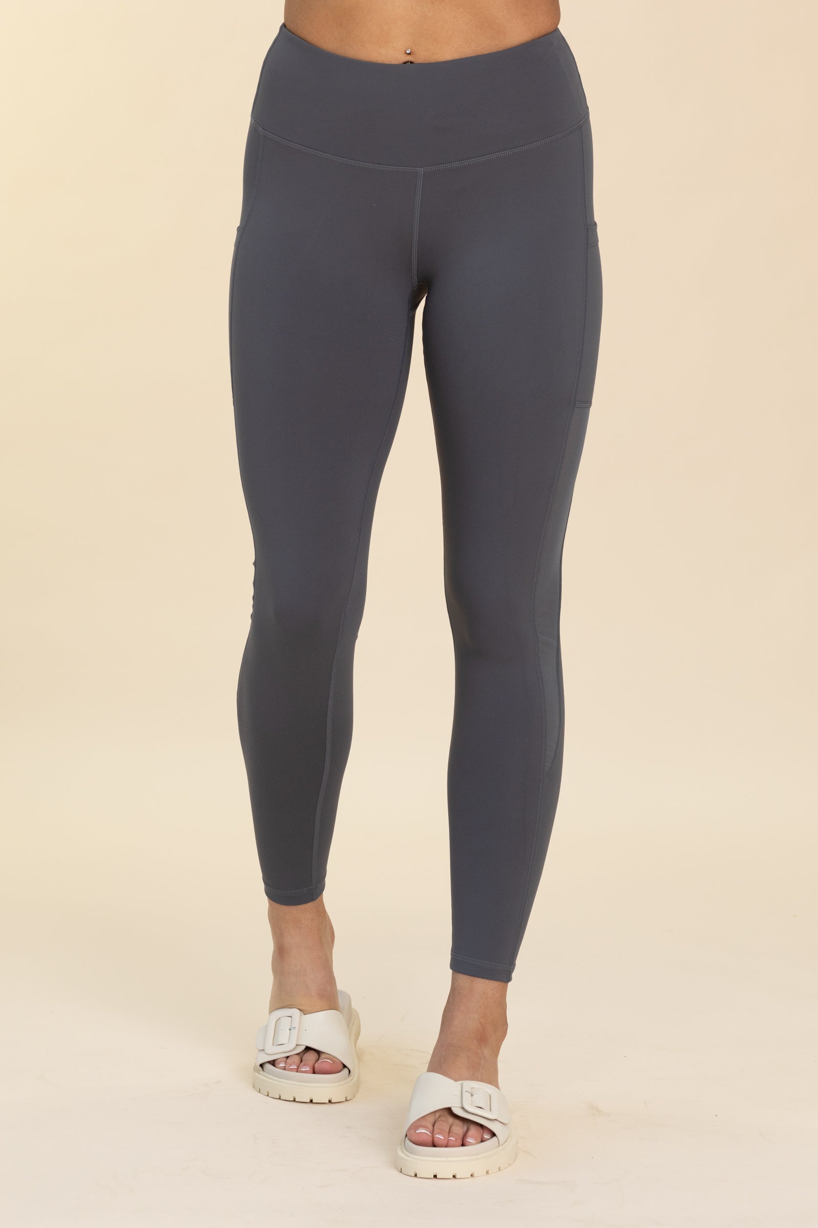 Charcoal High Waisted Solid Knit Leggings