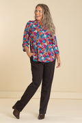 Brown Floral Lizzy Wrinkle Free Top