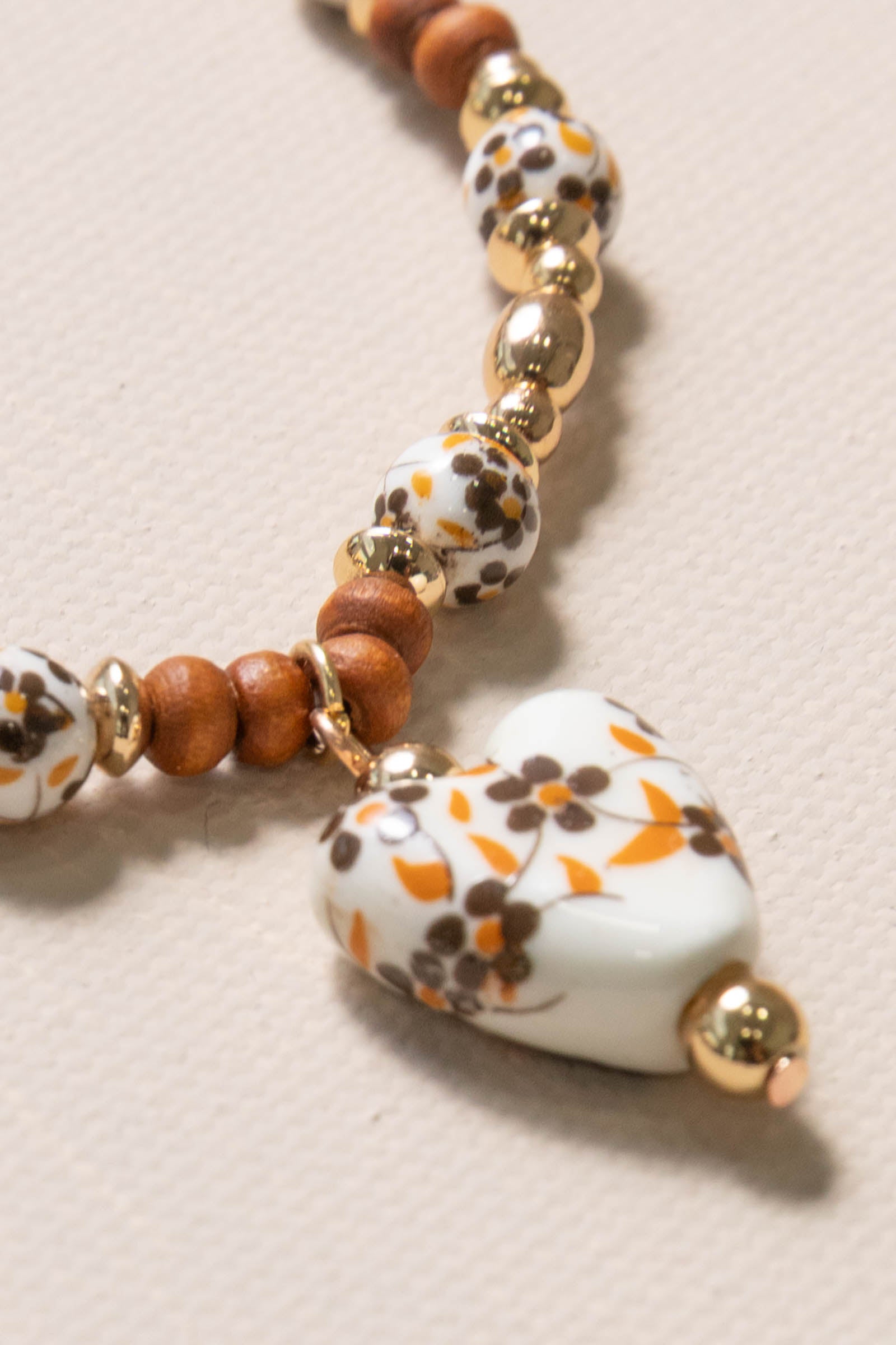 Ceramic Heart Shape Bead Bracelet