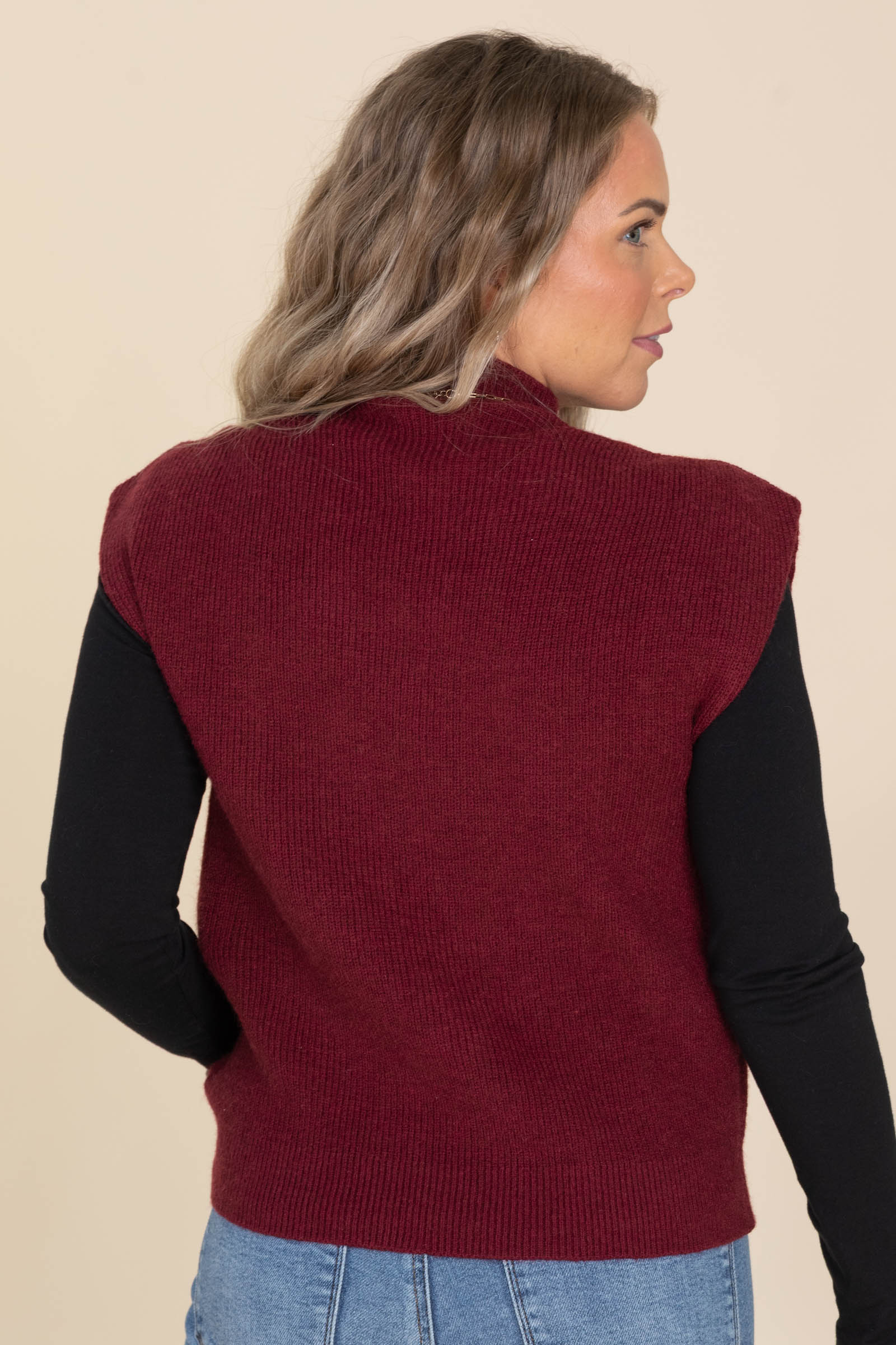 Burgundy Soft Knit Sweater Vest Top