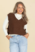 Brown Sweater Side Tie Vest