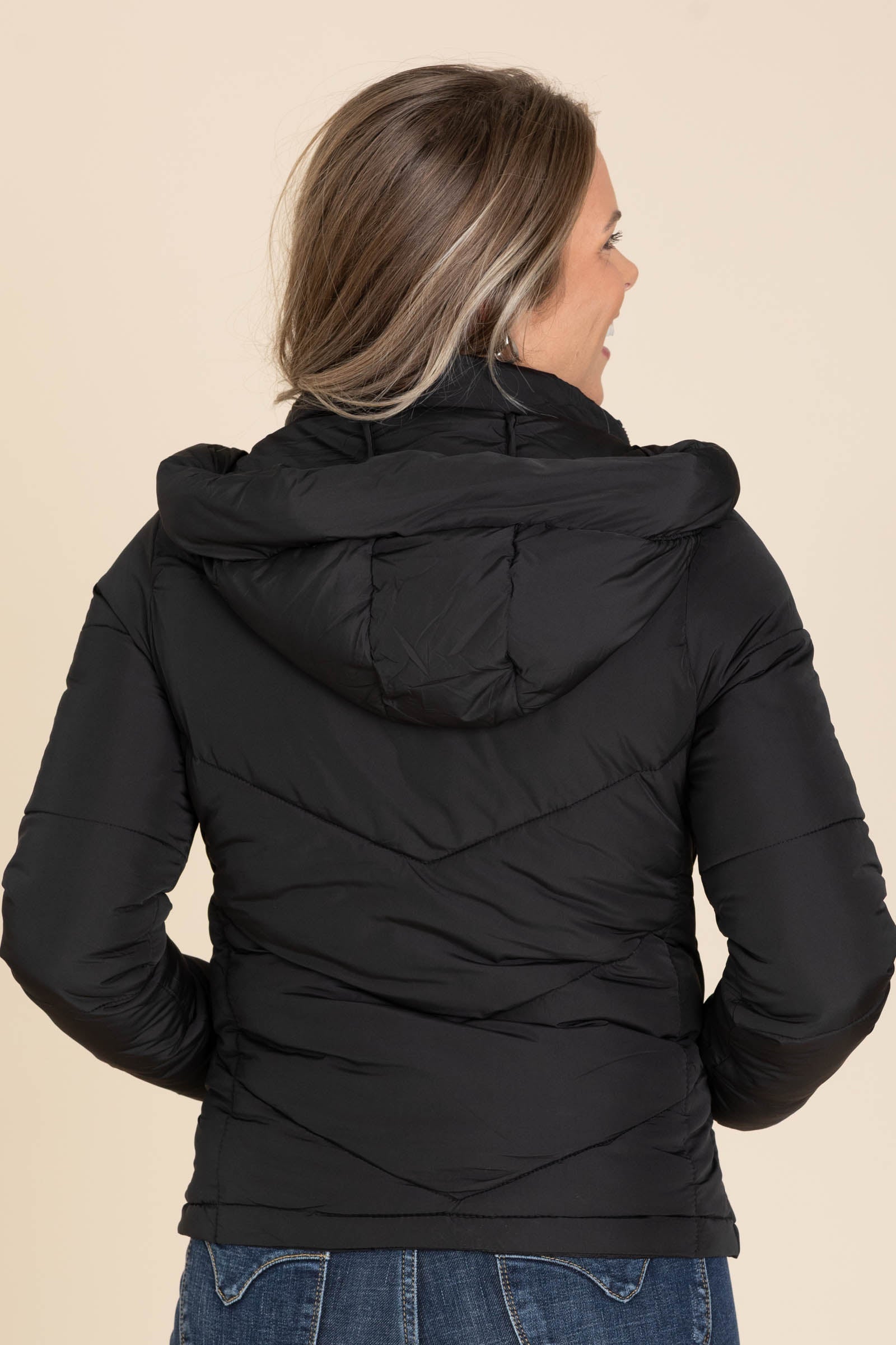 Chevron Puffer Hooded Coats