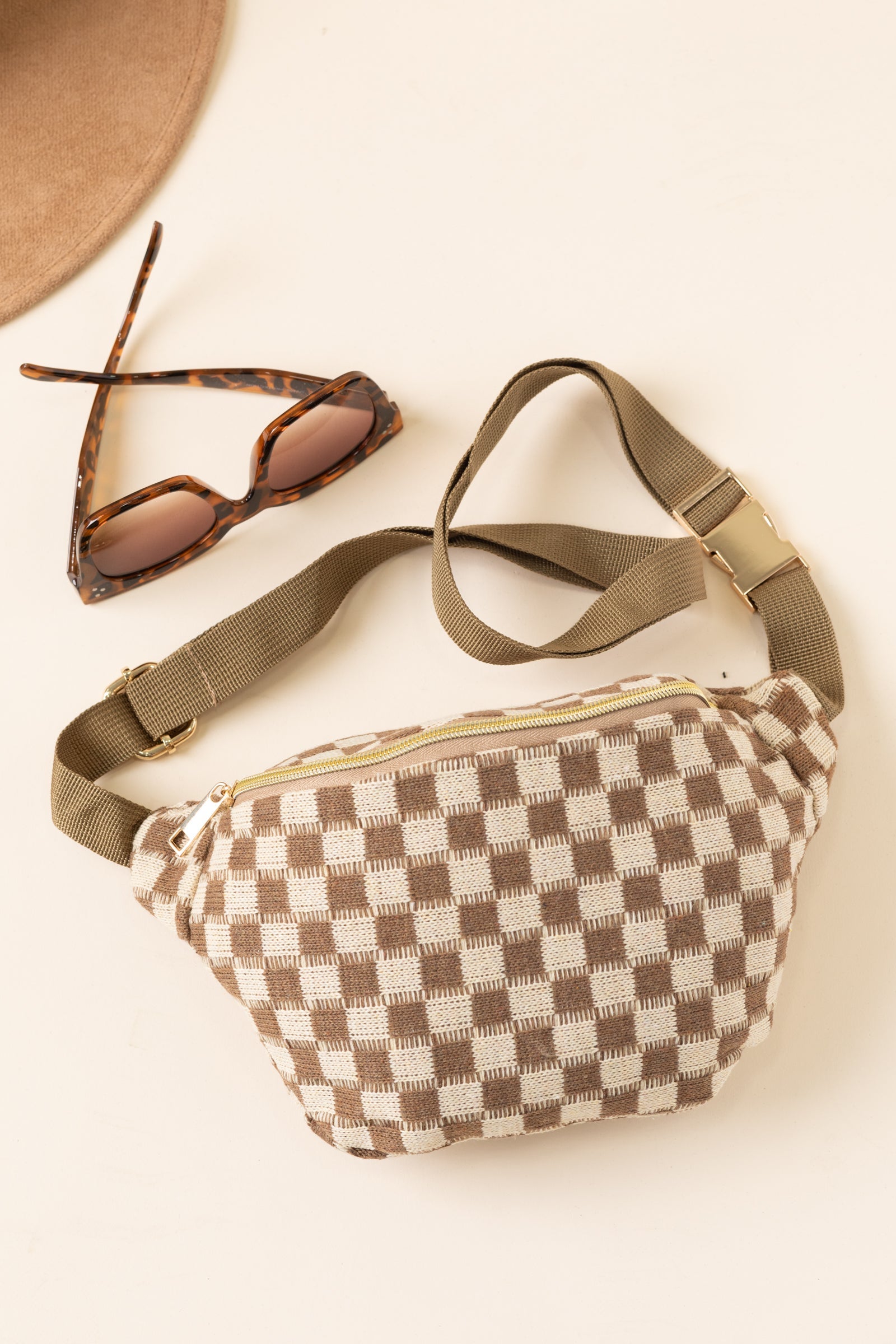 Checkered Waist Crossbody Sling Bags