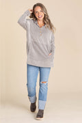 Chocolate Ribbed Kangroo Pocket Knit Hoodie
