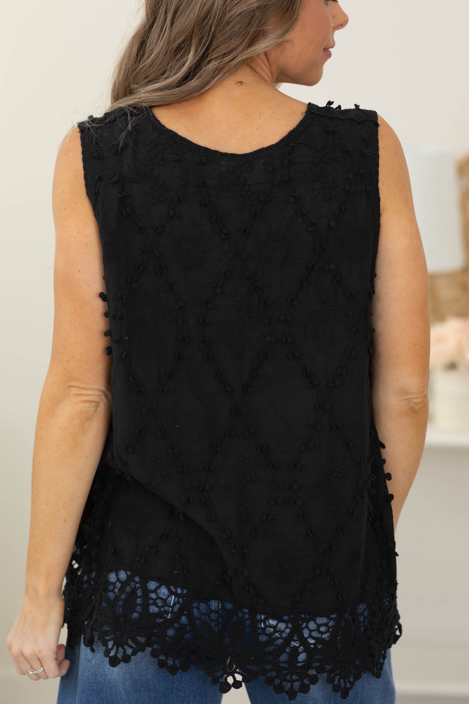 Casual Crochet Cotton Tank Top- 100% Cotton
