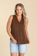 Brown Relaxed Fit V-Neck Knit Top