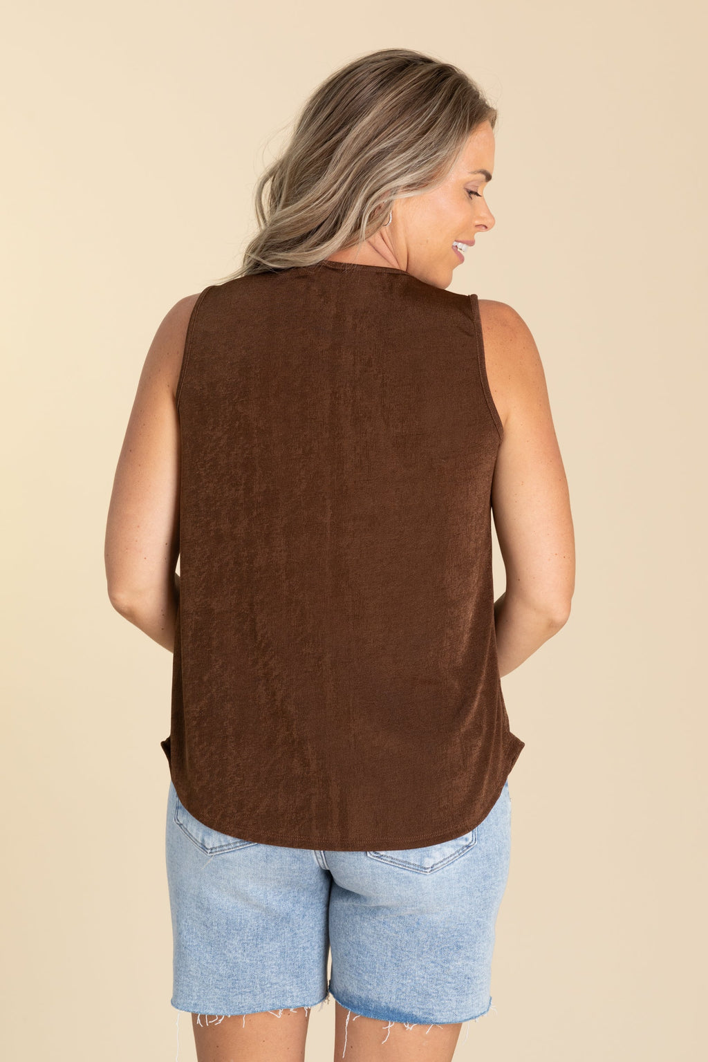 Brown Relaxed Fit V-Neck Knit Top