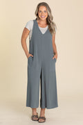 Charcoal Solid Crop Jumpsuit