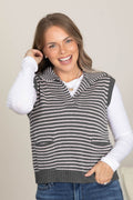 Charcoal Stripe Sweater Knit Top