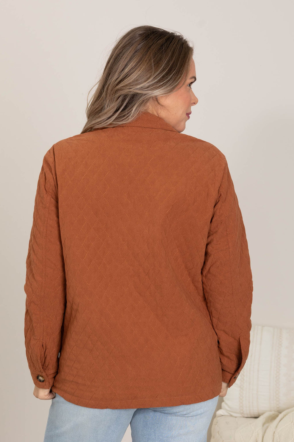 Chestnut Diamond Quilted Corduroy Jacket