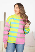 Colorblock Oversized Striped Knit Sweater