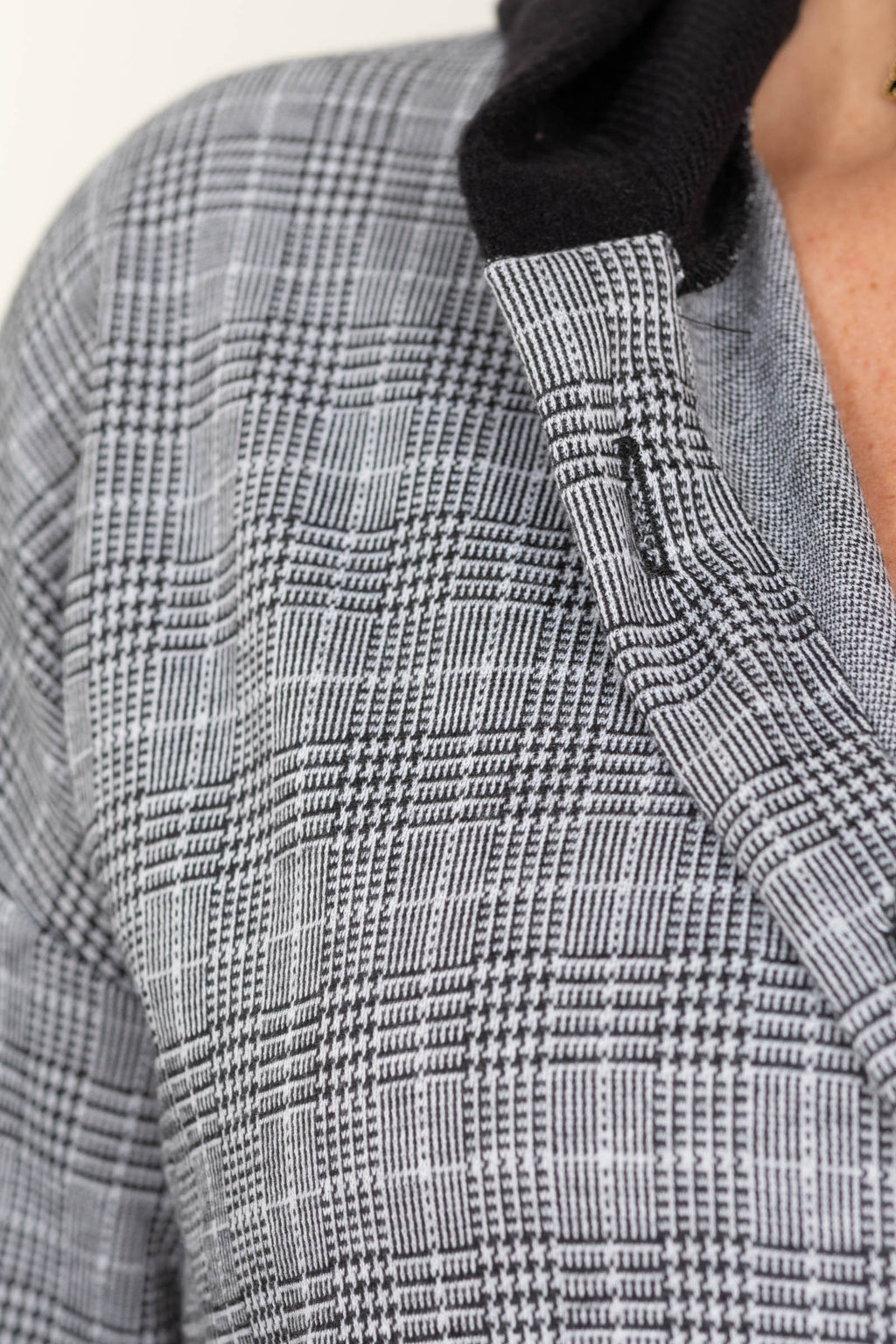 Charcoal Plaid Hooded Button Up Shacket