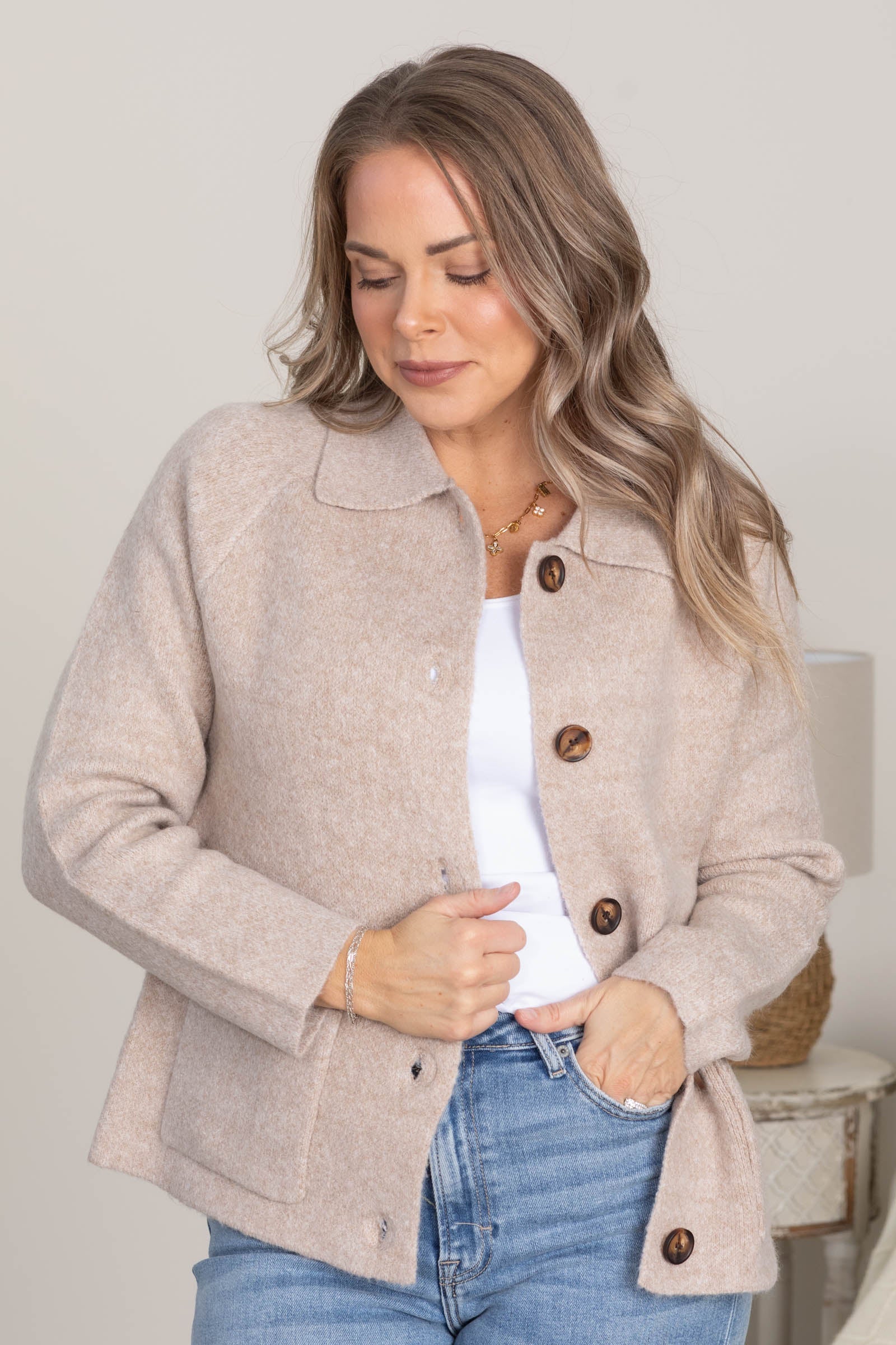 Button Down Sweater Jackets With Pockets