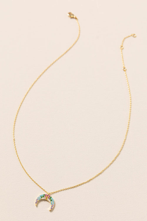 Celestial Pave CZ Crescent Moon Necklaces