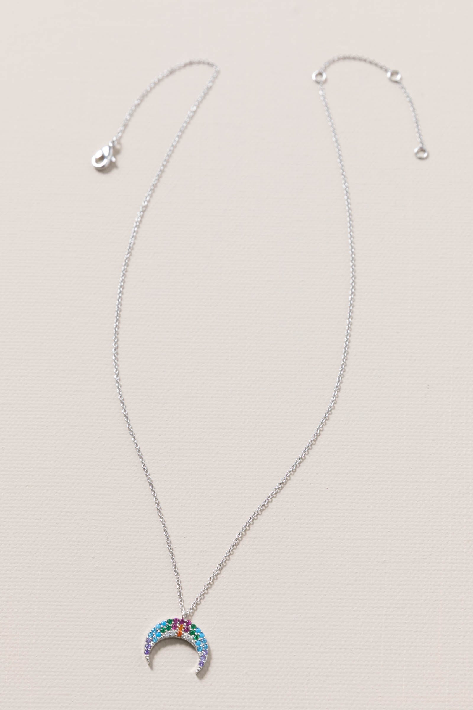 Celestial Pave CZ Crescent Moon Necklaces