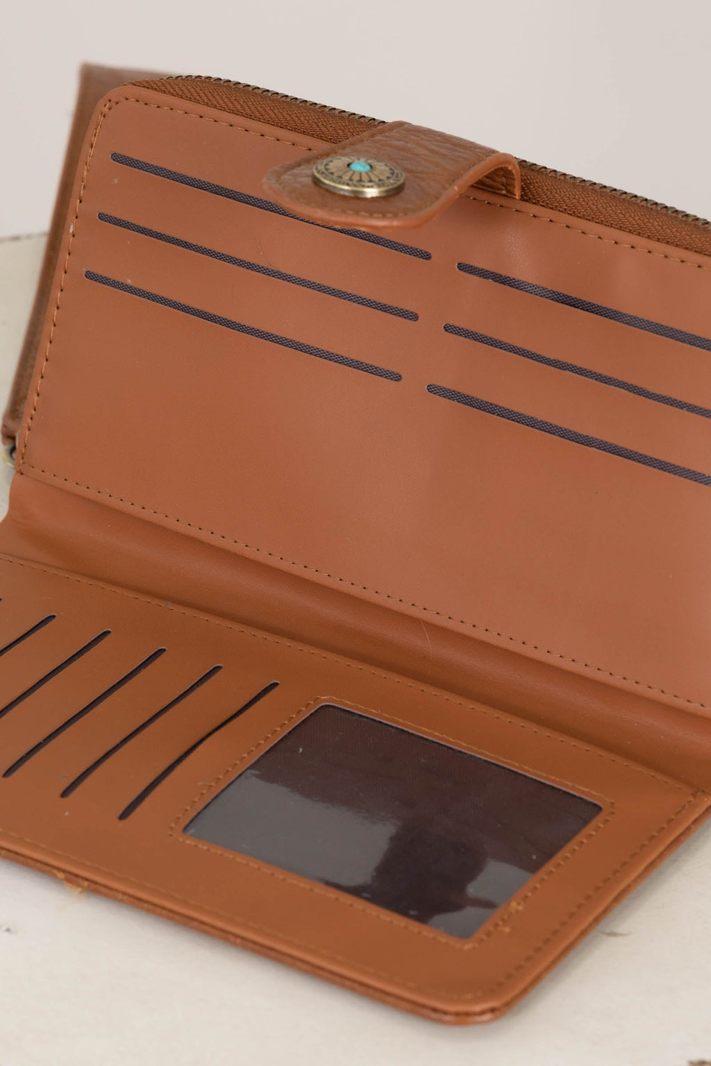 Cognac Western Wallet With Wristlet