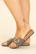 Brown Cork Slip On Sandal