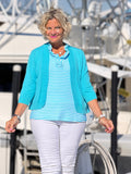 OCEAN BLUE RUFFLE TOP