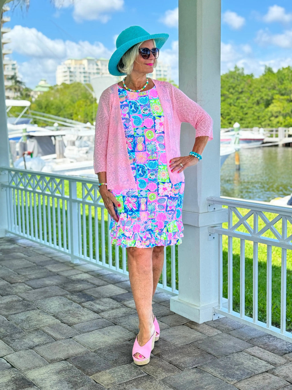 SANDY BEACH COLOR SHIFT RUFFLE DRESS